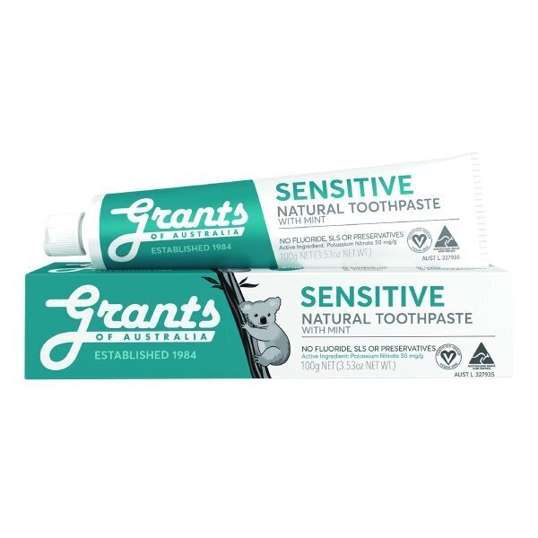 Grants of australia Sensitiv Natural Toothpasta -hammastahna vihloville  hampaille, fluoriton, 100 g hinta 