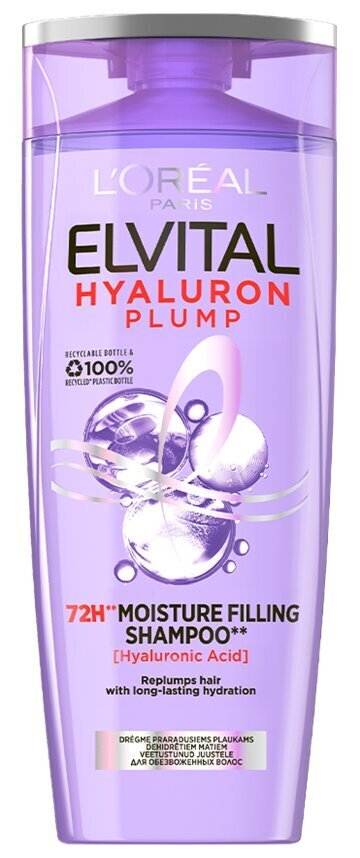 Kosteuttava shampoo Elvital Hyaluron Plump 72 h, 400 ml hinta ja tiedot | Shampoot | hobbyhall.fi