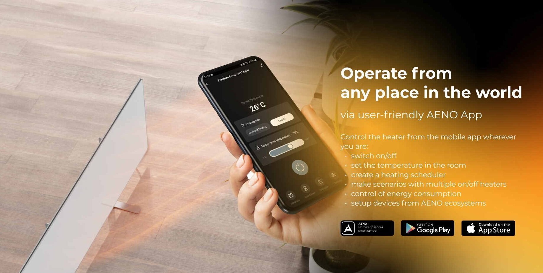 Infrapuna - konvektiolämmitin Aeno Premium Eco Smart Black hinta ja tiedot | Lämmittimet | hobbyhall.fi