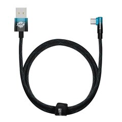 Baseus Elbow 1m 100 W USB-USB-C kulmikas kaapeli (musta-sininen) hinta ja tiedot | Puhelinkaapelit | hobbyhall.fi