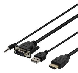 Deltaco VGA-HDMI17, VGA, HDMI, USB, Minijack, 2m hinta ja tiedot | Deltaco Kodinkoneet ja kodinelektroniikka | hobbyhall.fi