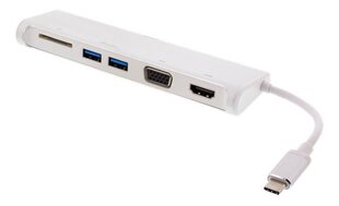 Deltaco USB-keskitin, USBC - HUB100, USB C - USB A / VGA / HDMI / SD hinta ja tiedot | Adapterit | hobbyhall.fi