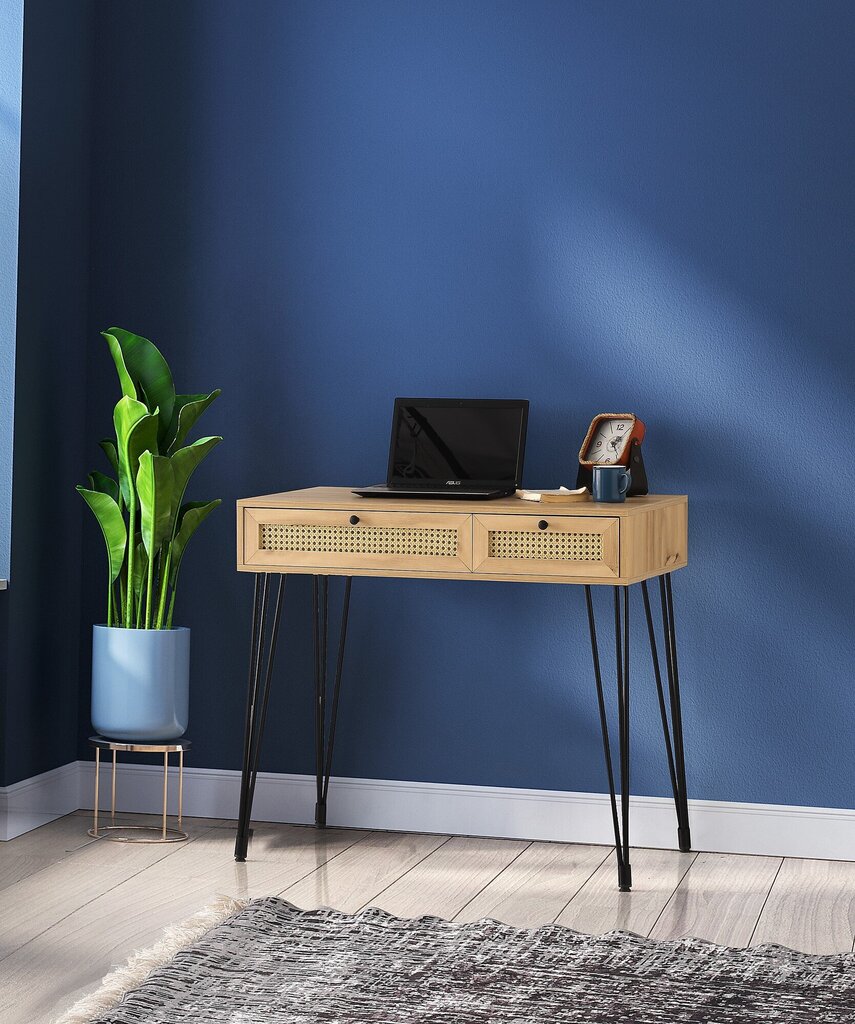 Työpöytä Kalune Design 854, 79 cm, vaaleanruskea/musta hinta ja tiedot | Sivupöydät | hobbyhall.fi