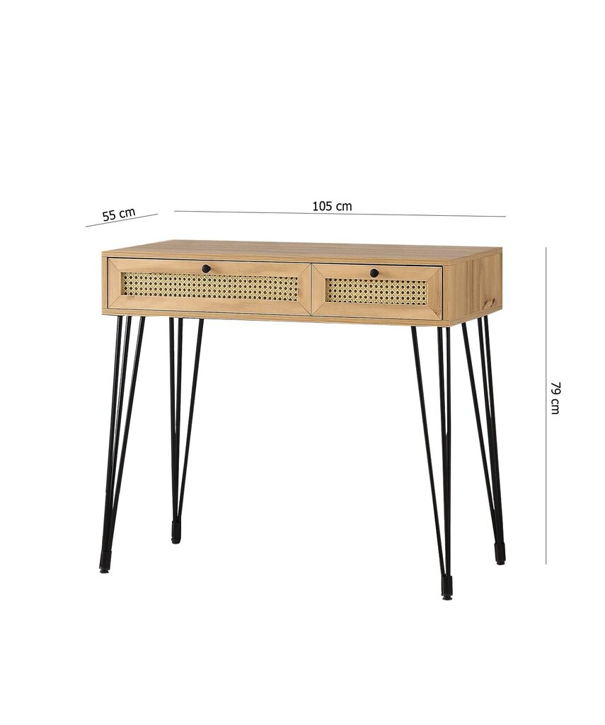 Työpöytä Kalune Design 854, 79 cm, vaaleanruskea/musta hinta ja tiedot | Sivupöydät | hobbyhall.fi