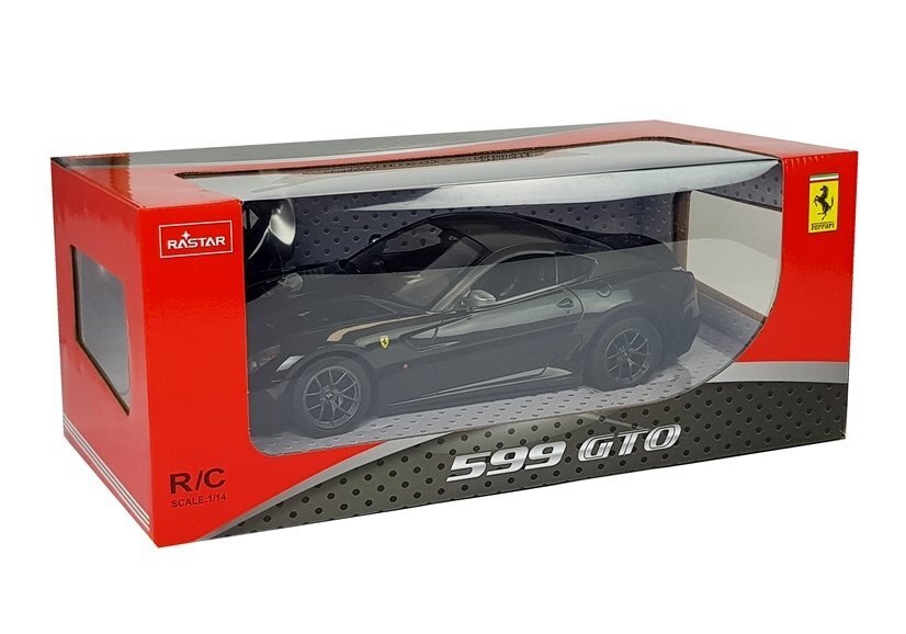 Auto Ferrari 599 GTO Rastar kaukosäätimellä 1:14, musta hinta ja tiedot | Poikien lelut | hobbyhall.fi