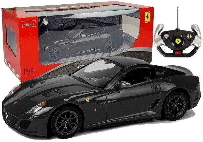 Auto Ferrari 599 GTO Rastar kaukosäätimellä 1:14, musta hinta ja tiedot | Poikien lelut | hobbyhall.fi