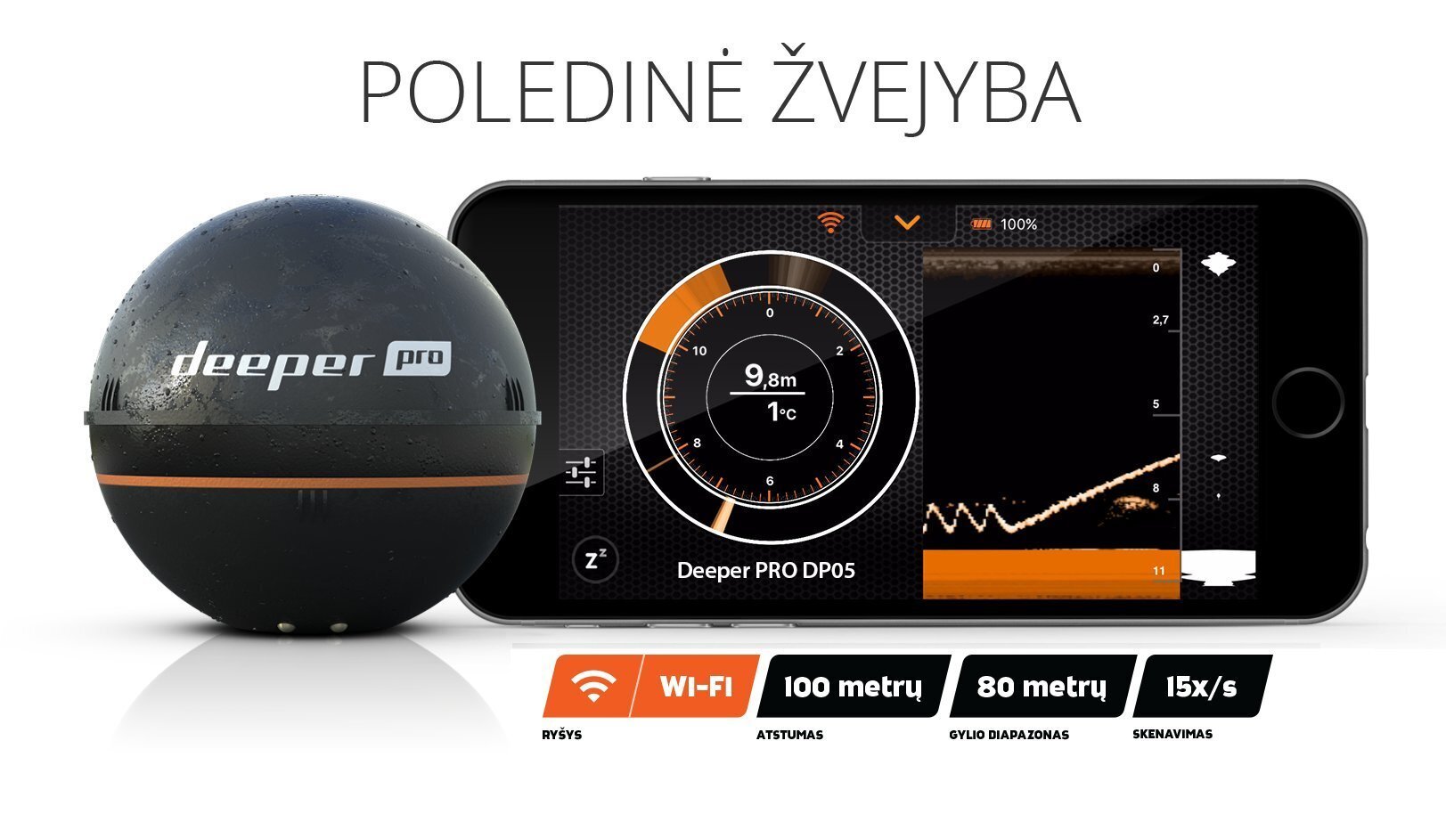 Deeper Smart Fishfinder Sonar Pro Wifi kaikuluotain hinta ja tiedot | Älylaitteiden lisätarvikkeet | hobbyhall.fi