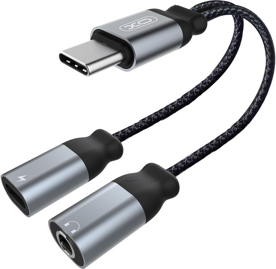 XO-sovitin, USB-C-3,5 mm / USB-C, musta ( NBR160B ) hinta ja tiedot | Adapterit | hobbyhall.fi