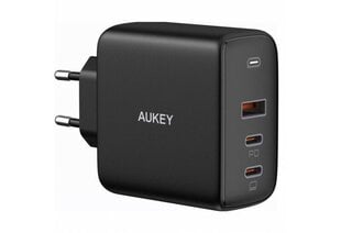 Aukey-seinälaturi PA-B6S Mini USB-C, 2 x USB-C, USB-A, 90 W hinta ja tiedot | Puhelimen laturit | hobbyhall.fi