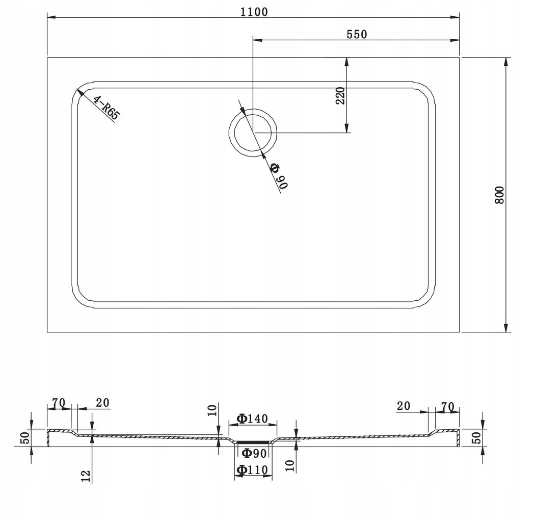 Mexen Slim -suihkuallas, suorakulmainen, sifonilla, 110 x 70,110 x 80,110 x 90,110 x 100 cm, valkoinen hinta ja tiedot | Suihkualtaat | hobbyhall.fi