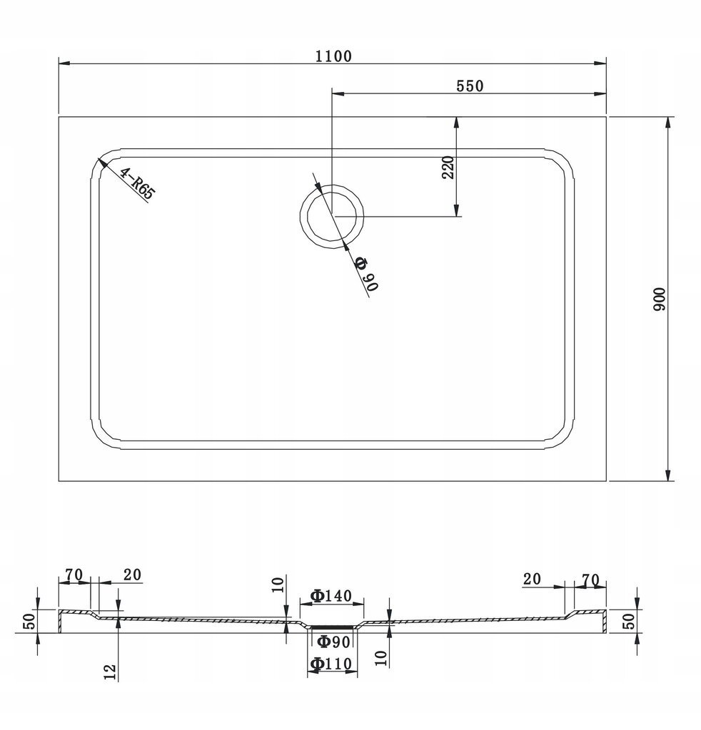 Mexen Slim -suihkuallas, suorakulmainen, sifonilla, 110 x 70,110 x 80,110 x 90,110 x 100 cm, valkoinen hinta ja tiedot | Suihkualtaat | hobbyhall.fi