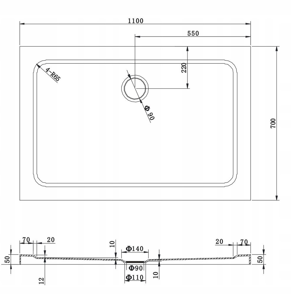 Mexen Slim -suihkuallas, suorakulmainen, sifonilla, 110 x 70,110 x 80,110 x 90,110 x 100 cm, valkoinen hinta ja tiedot | Suihkualtaat | hobbyhall.fi