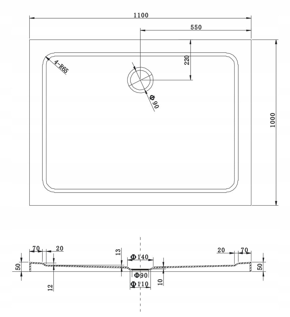 Mexen Slim -suihkuallas, suorakulmainen, sifonilla, 110 x 70,110 x 80,110 x 90,110 x 100 cm, valkoinen hinta ja tiedot | Suihkualtaat | hobbyhall.fi