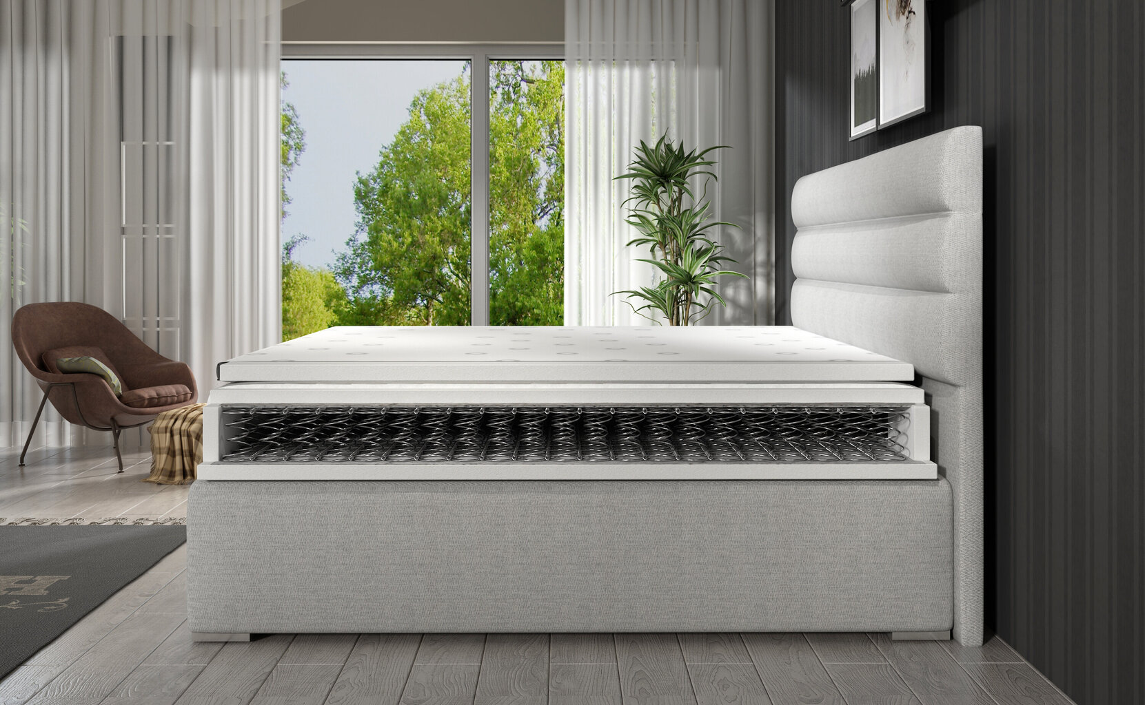 NORE Softy -sänky, 180 x 200 cm, tummanharmaa hinta ja tiedot | Sängyt | hobbyhall.fi