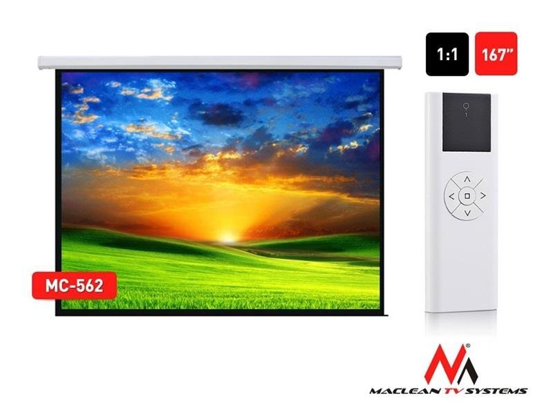 Maclean MC-562 Economy Budget Auto-lock Manual Projection Screen 167'' 1:1 300cm hinta ja tiedot | Valkokankaat | hobbyhall.fi