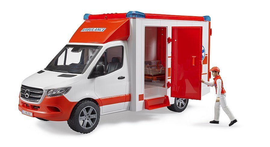 Ambulanssi ja kuljettaja MB Sprinter Bruder 1:16 hinta ja tiedot | Poikien lelut | hobbyhall.fi