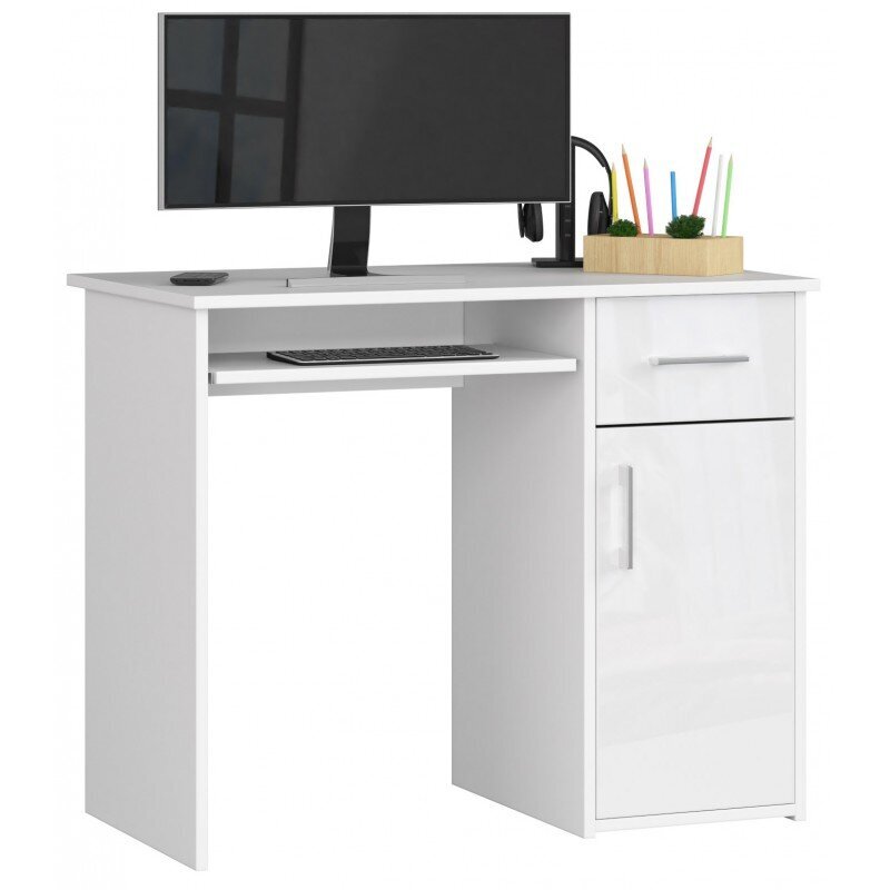 Työpöytä NORE Pin, valkoinen kiiltävä hinta ja tiedot | Tietokonepöydät ja työpöydät | hobbyhall.fi