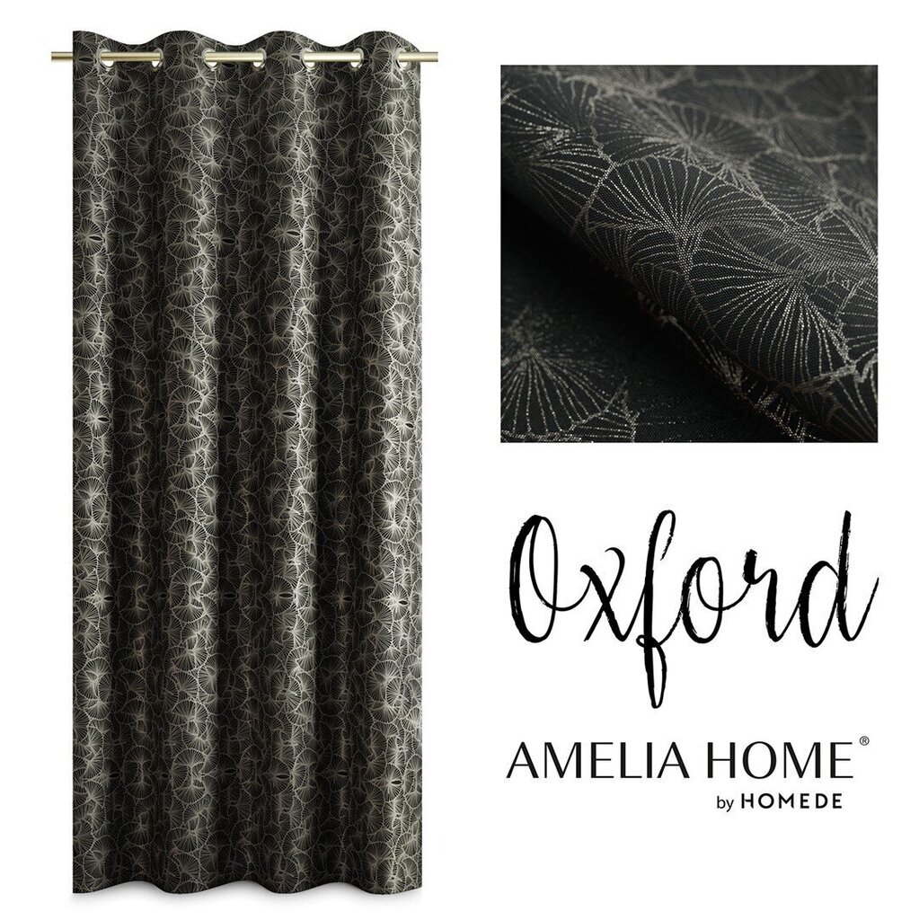 AmeliaHome verho Oxford Gingko, musta, 140 x 250 cm hinta ja tiedot | Verhot | hobbyhall.fi