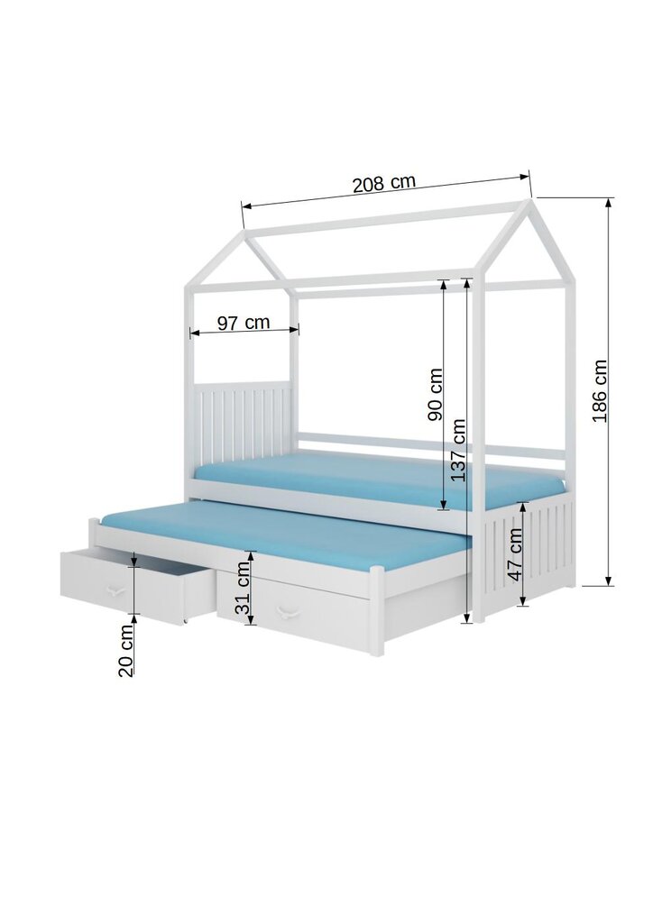 ADRK Furniture Jonasek -sänky, 90 x 200 cm, vaaleanpunainen hinta ja tiedot | Lastensängyt | hobbyhall.fi