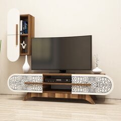 Kalune Design 845 (IV), valkoinen/ruskea olohuoneen kalustesarja hinta ja tiedot | TV- ja mediakalusteet | hobbyhall.fi