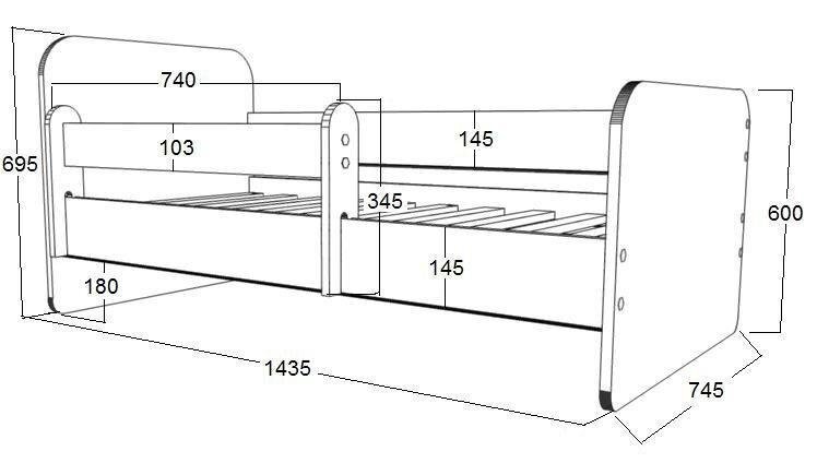 AMI 51 sänky patjalla 140 cm x 70 cm hinta ja tiedot | Lastensängyt | hobbyhall.fi