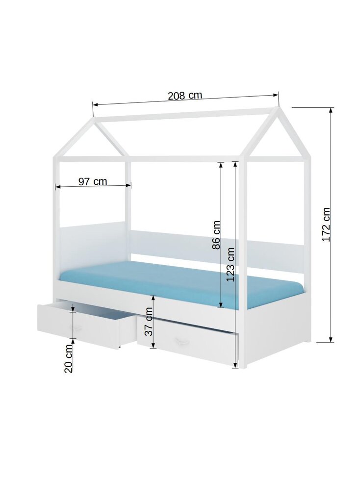 Sänky ADRK Furniture Rose 90x200 cm, lepän väri hinta ja tiedot | Lastensängyt | hobbyhall.fi