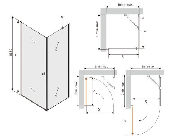 Suihkukaappi Mexen Pretoria 90x70,80,90,100 cm, kulta hinta ja tiedot | Suihkukaapit ja suihkunurkat | hobbyhall.fi