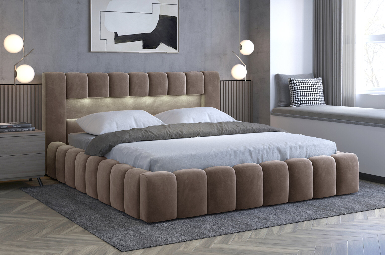 Sänky NORE Lamica 01, 180x200 cm, beige väri hinta ja tiedot | Sängyt | hobbyhall.fi