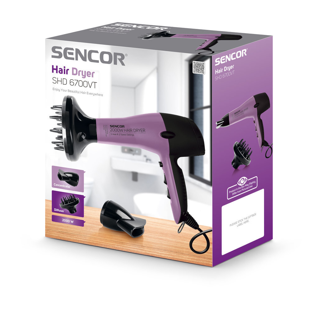 Sencor SHD 6700 VT hinta ja tiedot | Hiustenkuivaajat | hobbyhall.fi