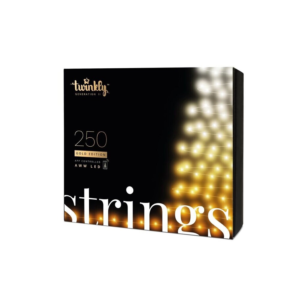 TWINKLY Strings 250 Gold Edition (TWS250GOP-BEU) Älykkäät joulukuusen valot 250 LED AWW 20 m hinta ja tiedot | Jouluvalot | hobbyhall.fi