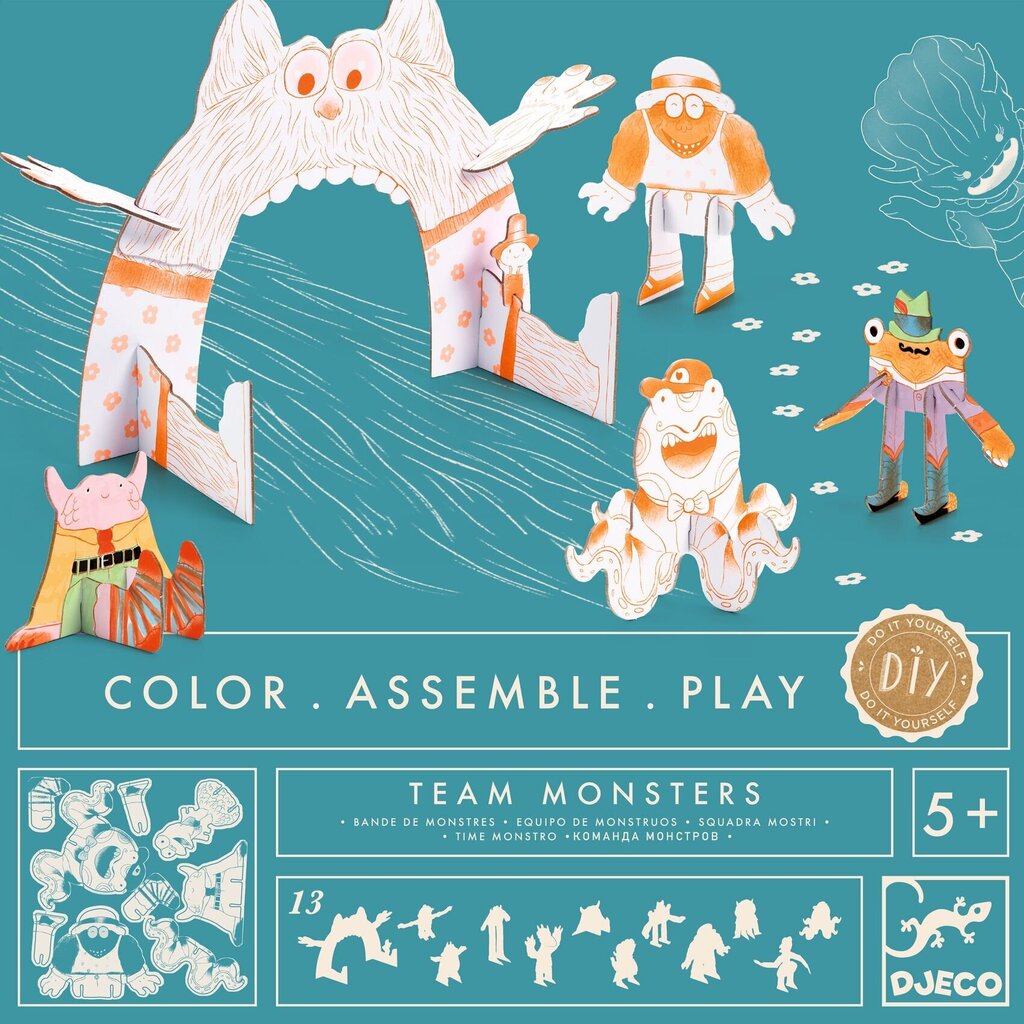 Color-Put-Together-Play (DIY) - Monster team, DJECO DJ08006 hinta ja tiedot | Kehittävät lelut | hobbyhall.fi