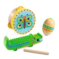 Lyömäsoittimet: tamburiini, maraca, gyiro, DJECO Animambo DJ06031 hinta ja tiedot | Djeco Lelut | hobbyhall.fi