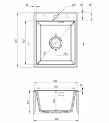 Deante graniitti keittiötiskiallas Deante Eridan ZQE N104, Nero hinta ja tiedot | Keittiöaltaat | hobbyhall.fi