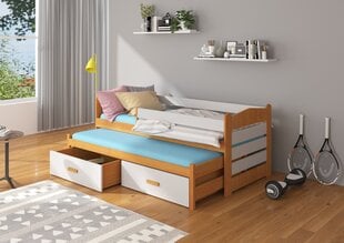 Lastensänky Adrk Furniture Tiarro 90x200 cm sivusuojalla, ruskea/harmaa hinta ja tiedot | Lastensängyt | hobbyhall.fi