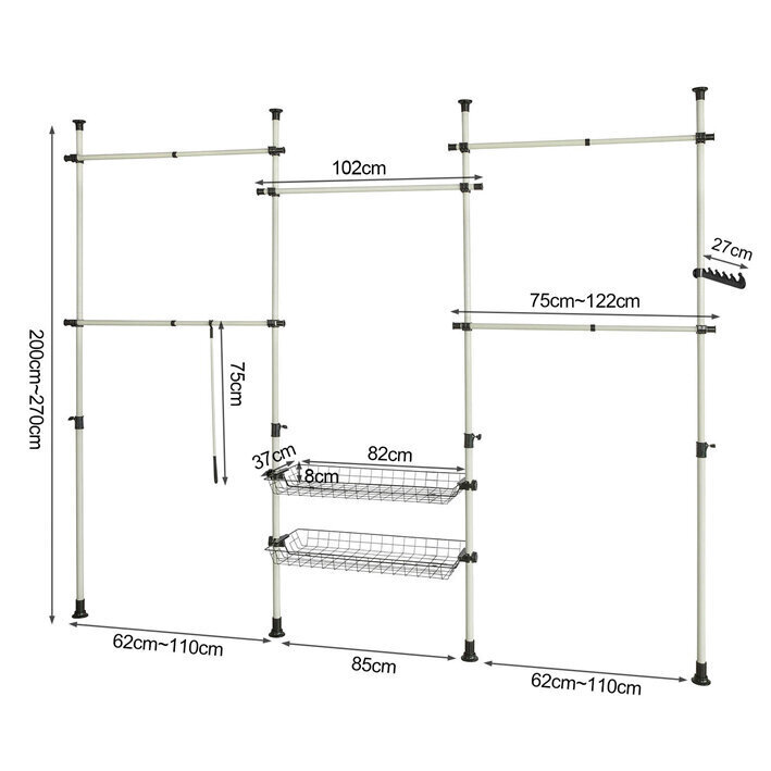 SoBuy KSL04 vaateteline, valkoinen hinta ja tiedot | Naulakot | hobbyhall.fi