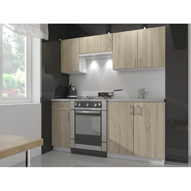 NORE Lima S80 keittiökaappi, kolme laatikkoa, valkoinen / tamminen hinta ja tiedot | Keittiön kaapit | hobbyhall.fi