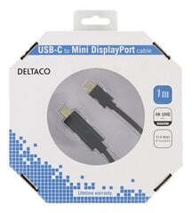 Deltaco USBC-DP102-K, USB-C, Mini DisplayPort, 1m hinta ja tiedot | Kaapelit ja adapterit | hobbyhall.fi
