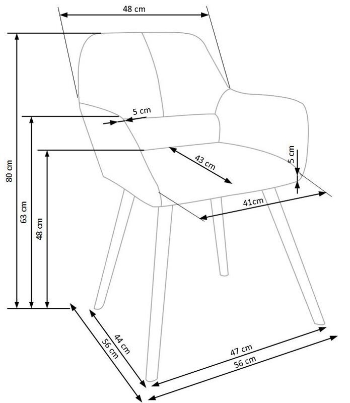 Halmar K283 -tuoli, 2 kpl / pakkaus, tummanharmaa hinta ja tiedot | Ruokapöydän tuolit | hobbyhall.fi