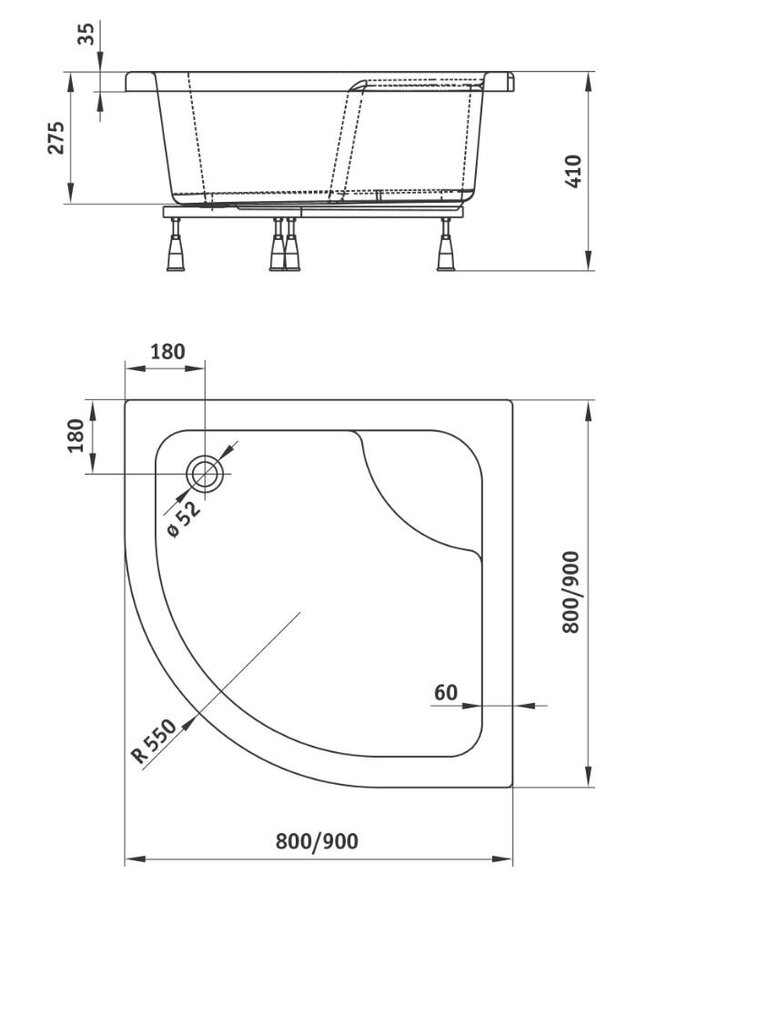 Suihkualusta Deante Deep viimeistelyllä 80x80, 90x90 cm hinta ja tiedot | Suihkualtaat | hobbyhall.fi