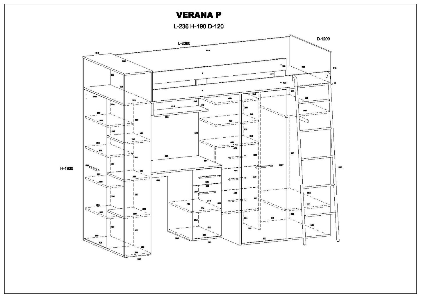 Kerrossänky Meblocross Verana P, 200x90 cm, ruskea/keltainen hinta ja tiedot | Lastensängyt | hobbyhall.fi