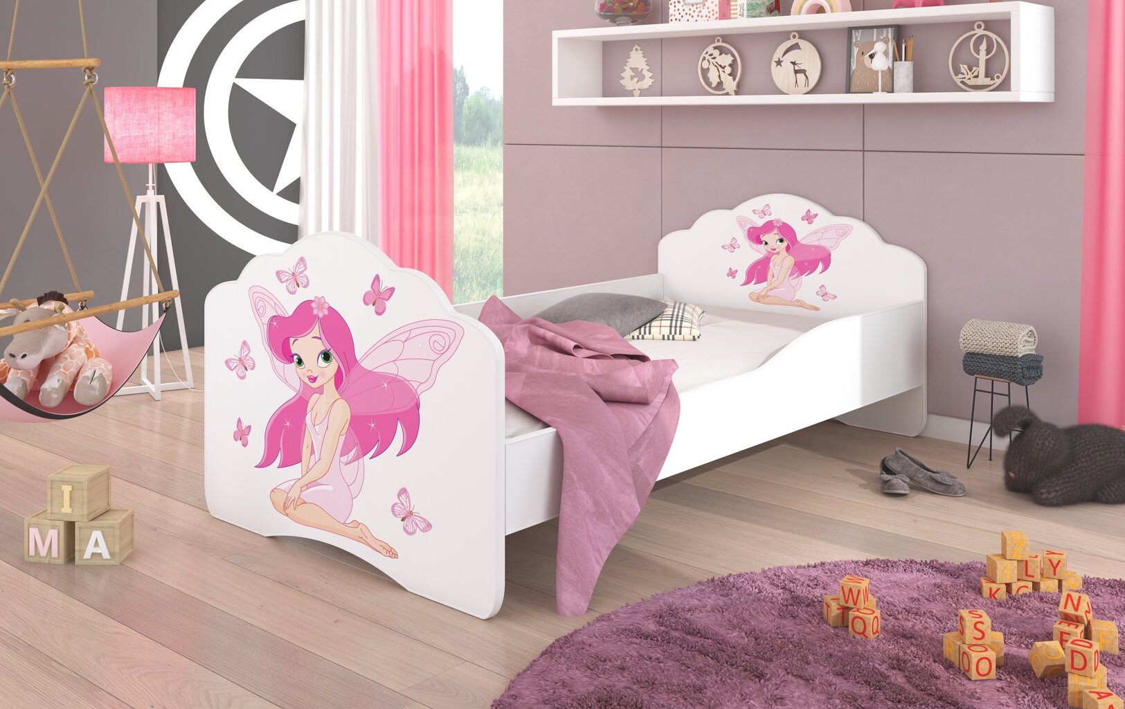 Lasten sänky ADRK Furniture Casimo Girl with Wings, 160x80cm hinta ja tiedot | Lastensängyt | hobbyhall.fi