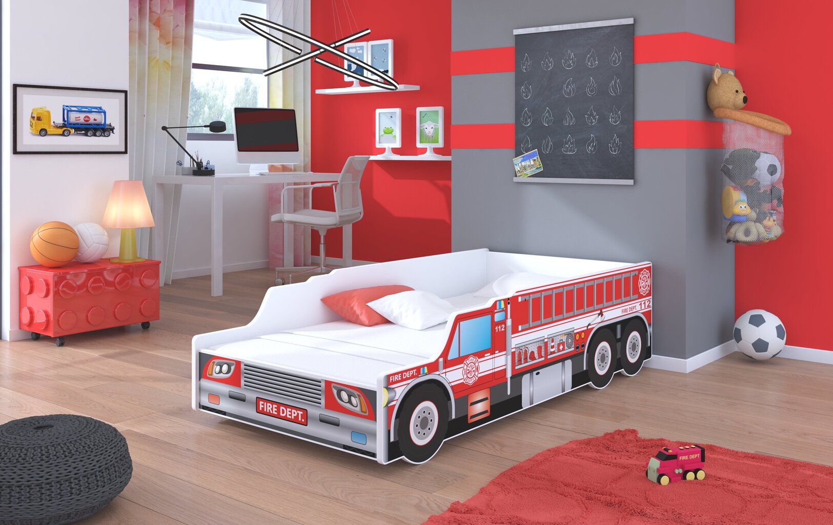 Lasten sänky ADRK Furniture Fire Truck, 140x70cm hinta ja tiedot | Lastensängyt | hobbyhall.fi