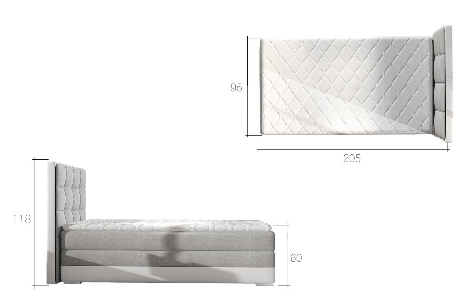 Sänky ASTER, 90x200 cm, musta/valkoinen hinta ja tiedot | Sängyt | hobbyhall.fi