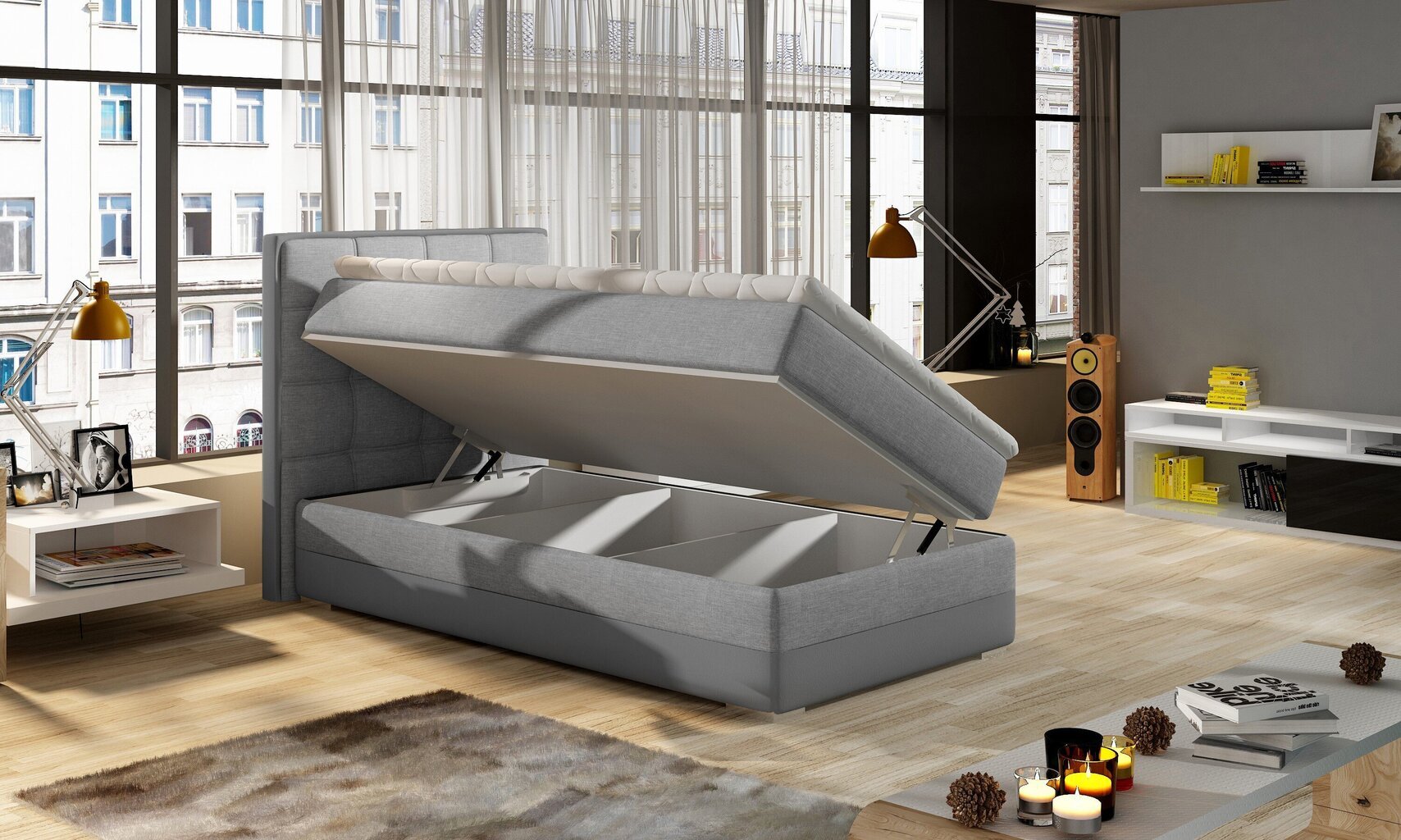 Sänky ASTER, 90x200 cm, musta/valkoinen hinta ja tiedot | Sängyt | hobbyhall.fi