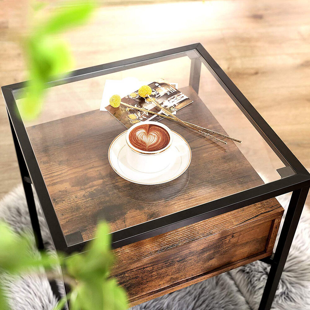 Selsey Ramizu sohvapöytä jossa laatikko, ruskea/musta hinta ja tiedot | Sohvapöydät | hobbyhall.fi