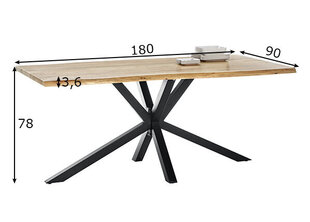 Tisches pöytä, 90 x 180 cm, ruskea/musta hinta ja tiedot | Ruokapöydät | hobbyhall.fi