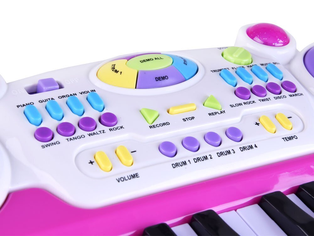 Piano mikrofonilla ja tuolilla, vaaleanpunainen hinta ja tiedot | Kehittävät lelut | hobbyhall.fi