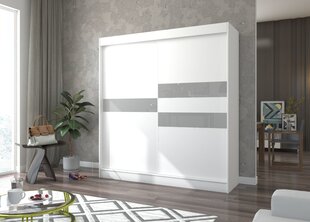 Vaatekaappi Adrk Furniture Toura 200 cm, valkoinen/harmaa hinta ja tiedot | Kaapit | hobbyhall.fi