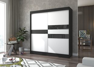 Vaatekaappi Adrk Furniture Batia 200 cm, musta/valkoinen hinta ja tiedot | Kaapit | hobbyhall.fi