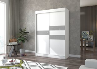 Vaatekaappi Adrk Furniture Batia 150 cm, valkoinen/harmaa hinta ja tiedot | Kaapit | hobbyhall.fi
